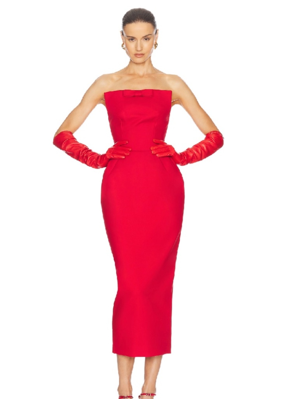 Helsa S Curve red dress with bow